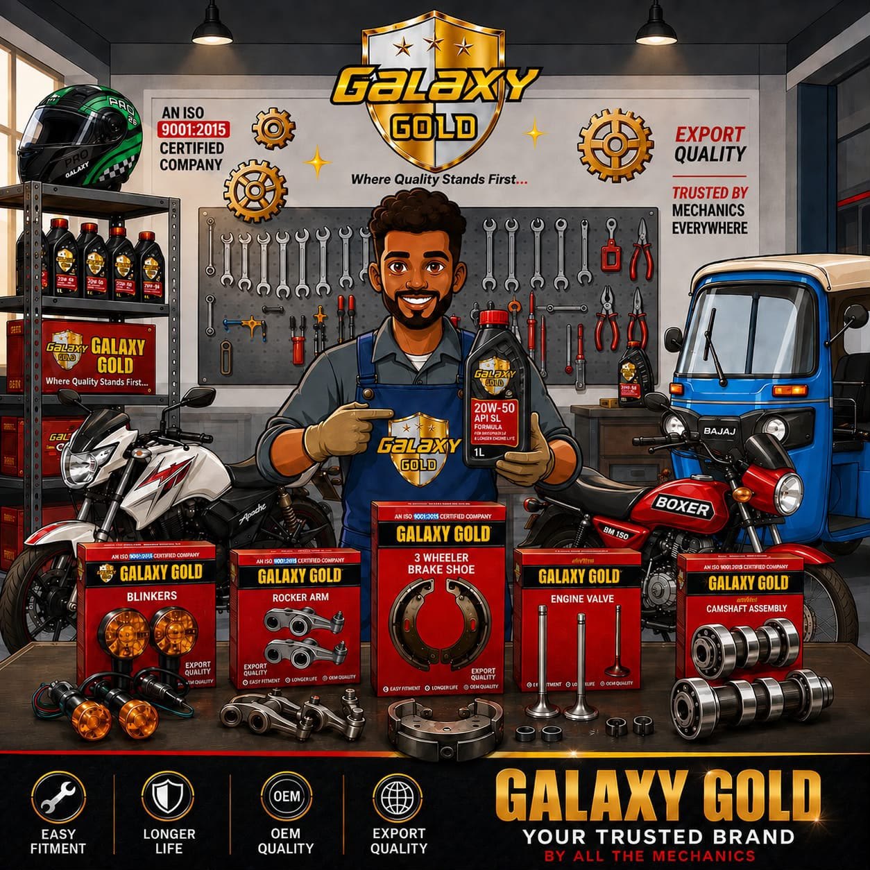 A mechanic with the Galaxy Gold product range in a workshop