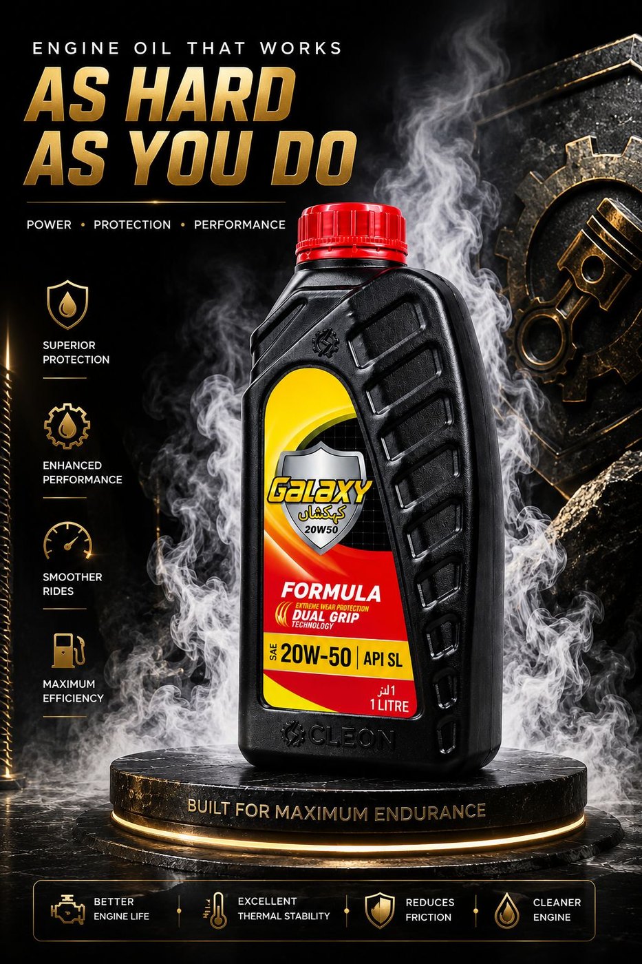 Galaxy Gold engine oil, built for maximum endurance